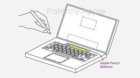 Conceito de MacBook com espaço para guardar Apple Pencil 